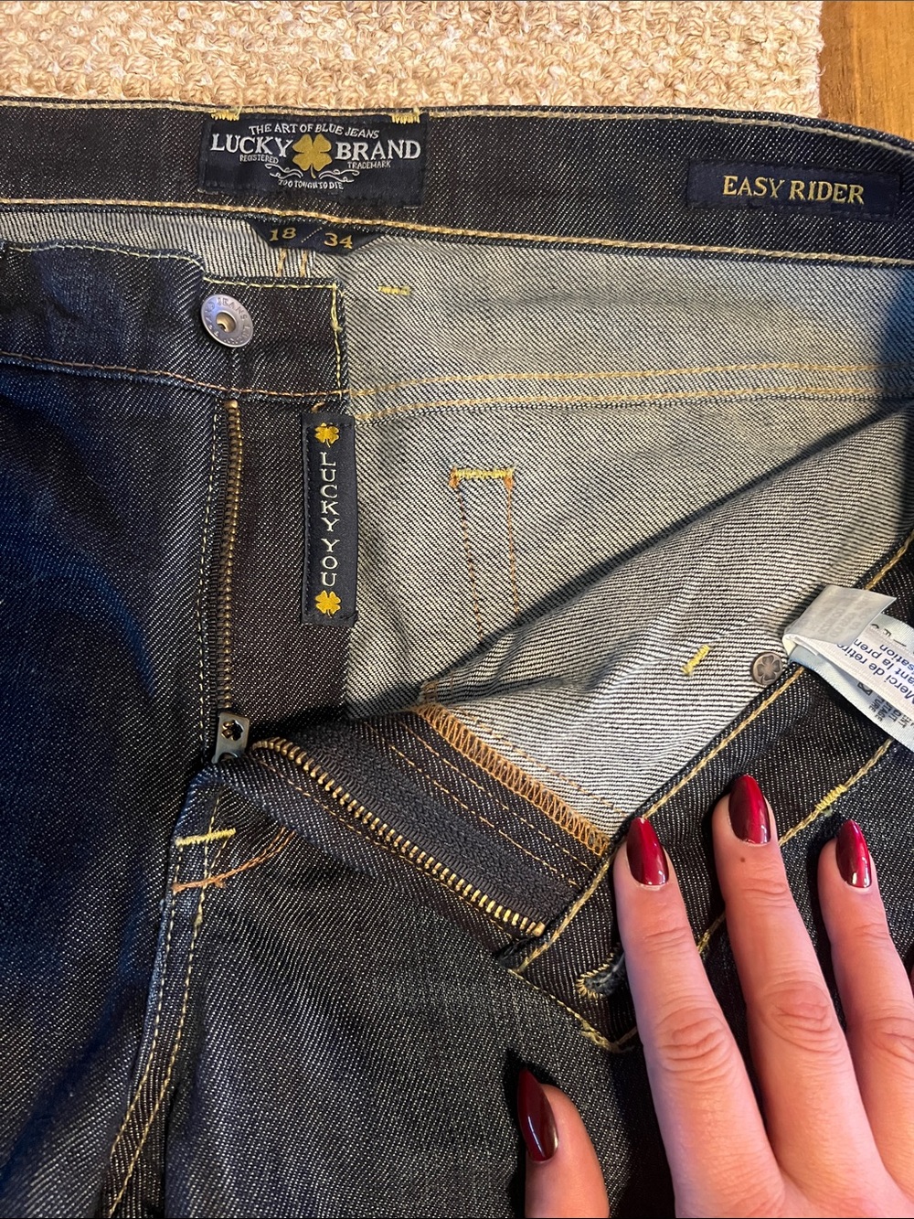 Lucky Brand Men’s Easy Rider Jeans - Indigo with Yellow Stitching